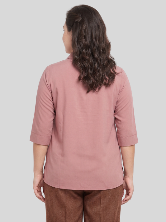 Collared Women’s Top in Moss Crepe