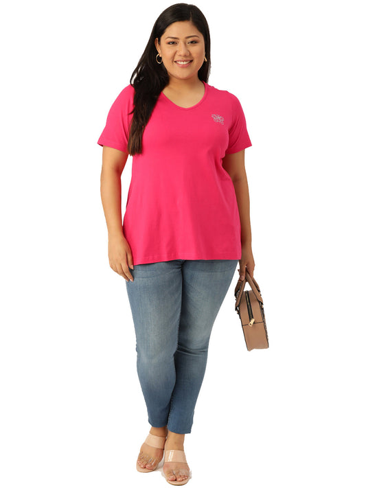 Cotton Knitted Embellished T-shirt