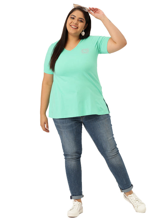 Cotton Knitted Embellished T-shirt