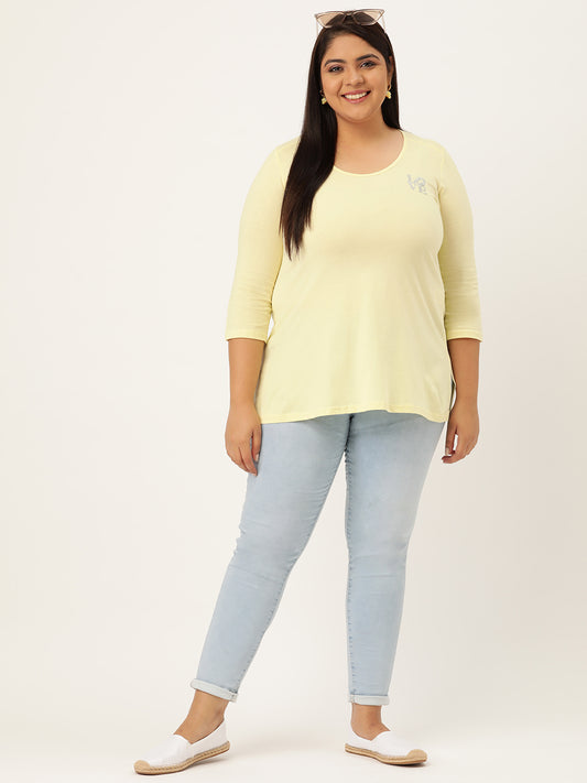 Cotton Knitted Embellished T-shirt