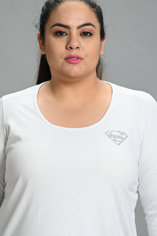 Cotton Knitted Embellished T-shirt