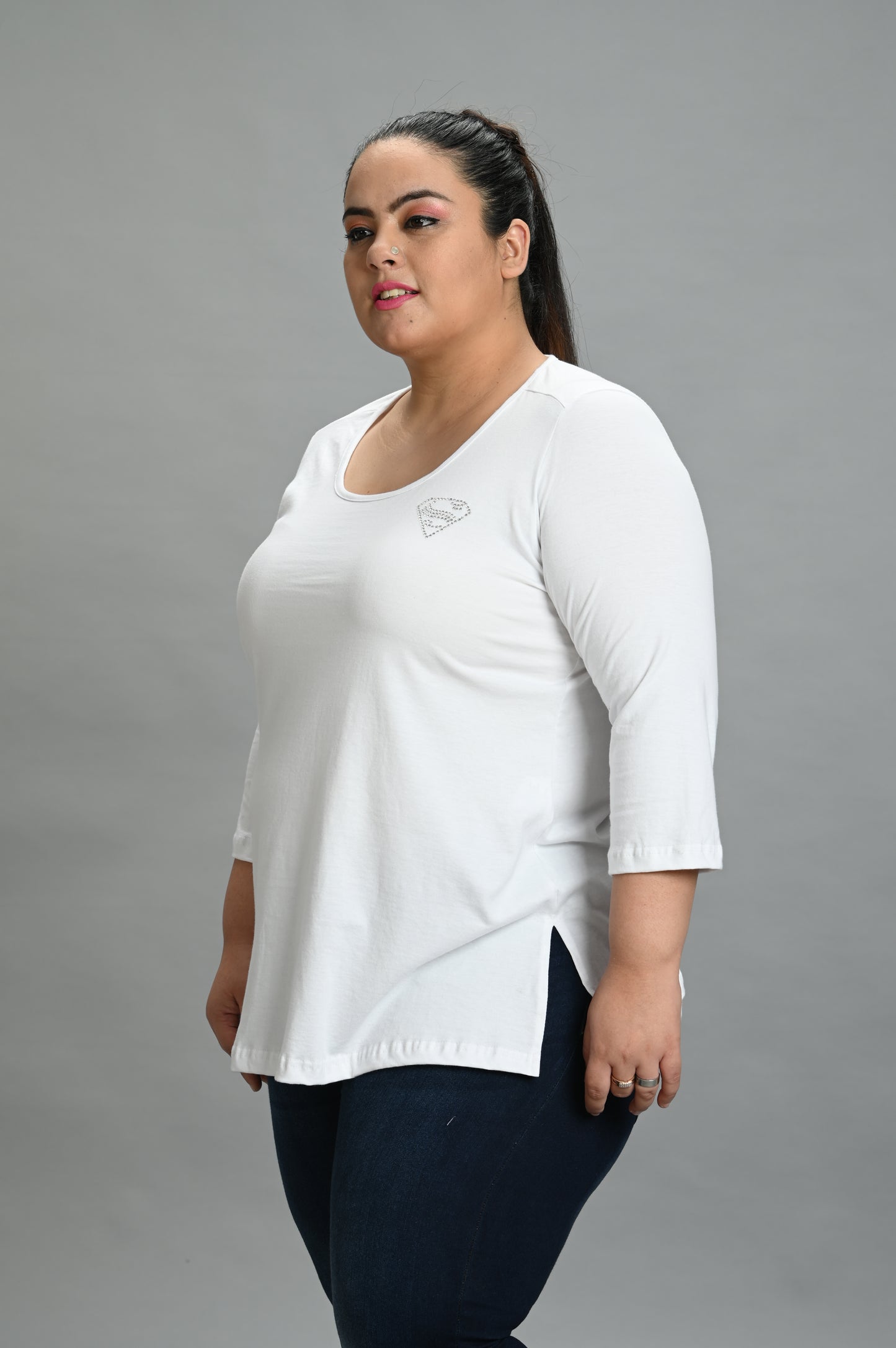 Cotton Knitted Embellished T-shirt