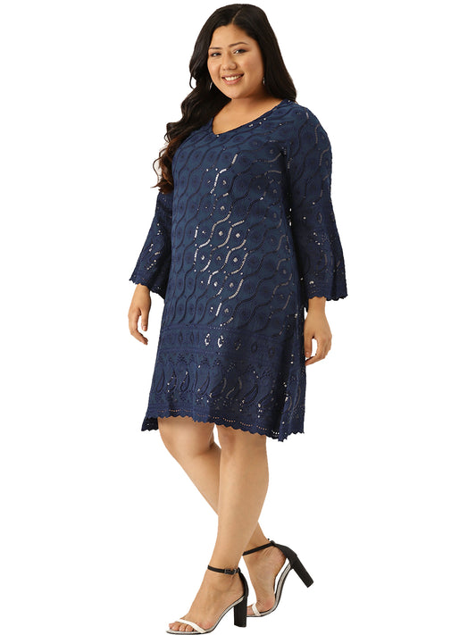 Women Plus Size Embellished A-Line Dress