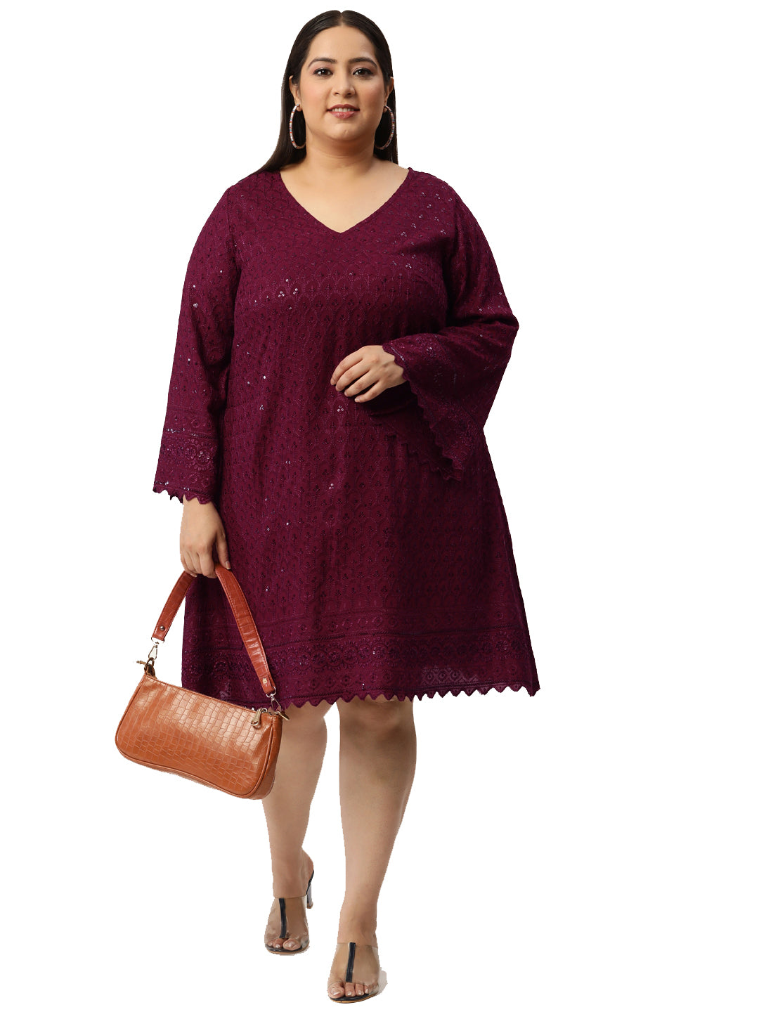 Women Plus Size Embellished A-Line Dress