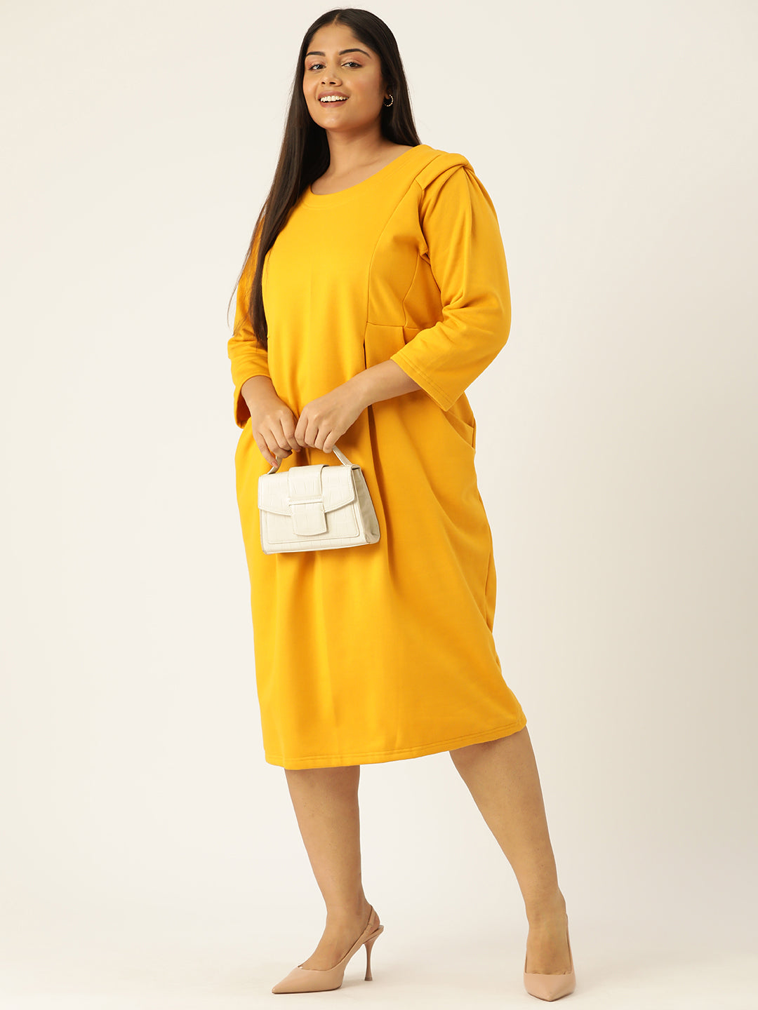 Contour Ease Midi Fleece Dress