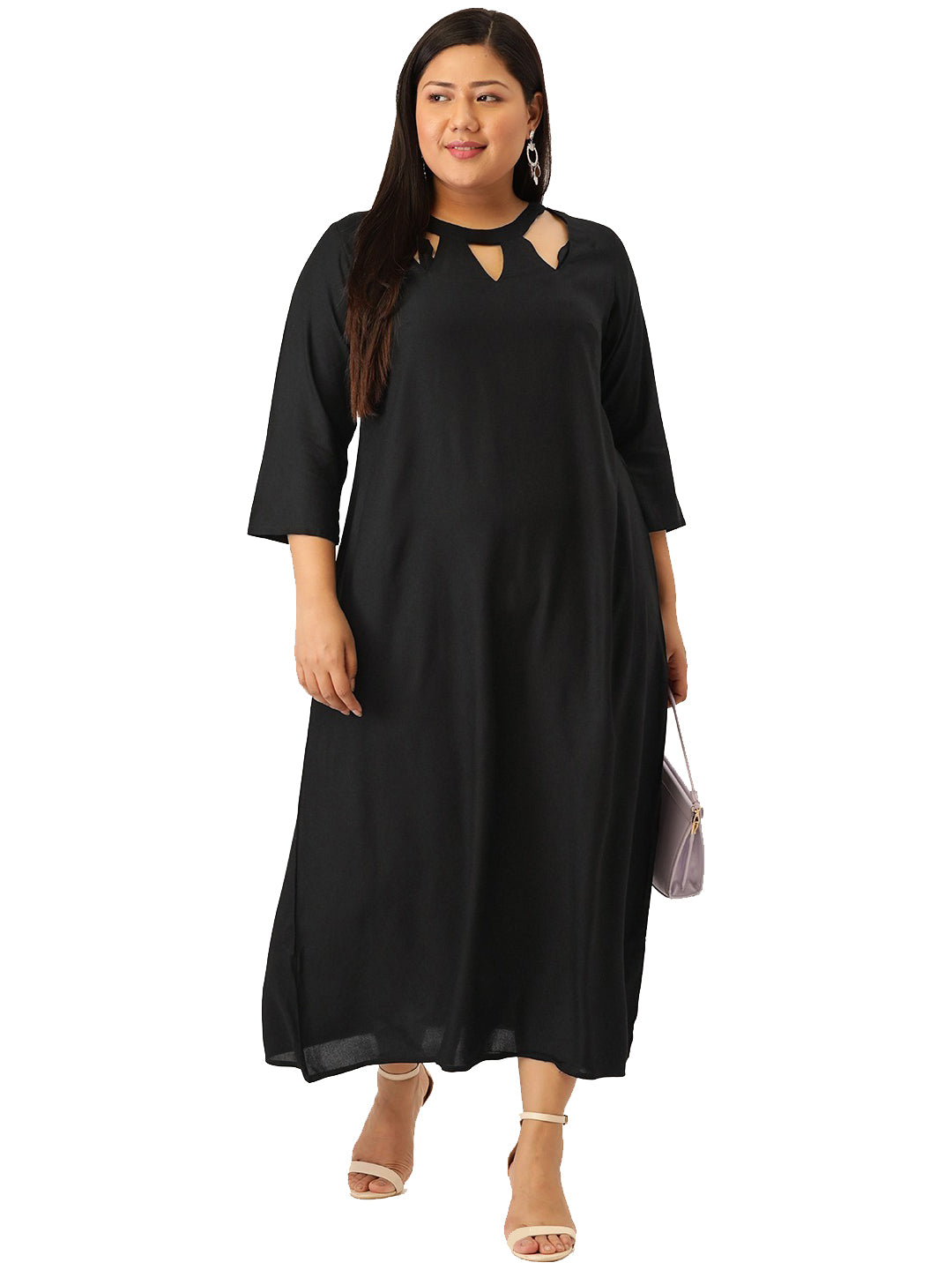 Women Floral Print A-Line Midi Dress Plus Size?
