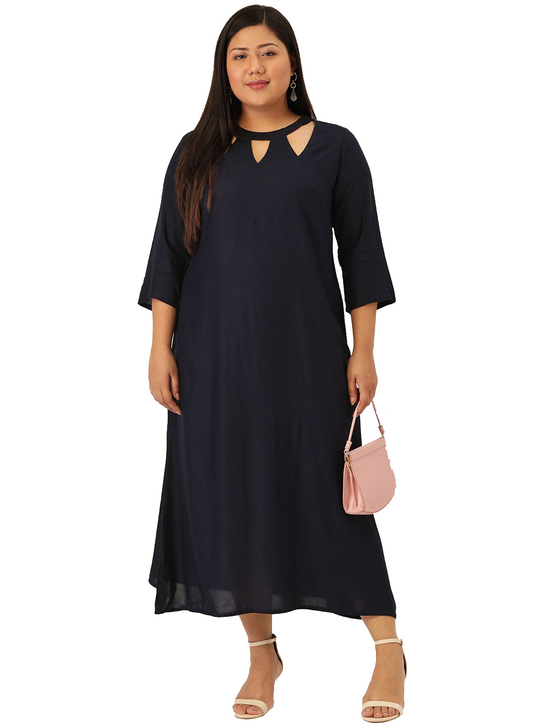 Women Floral Print A-Line Midi Dress Plus Size?