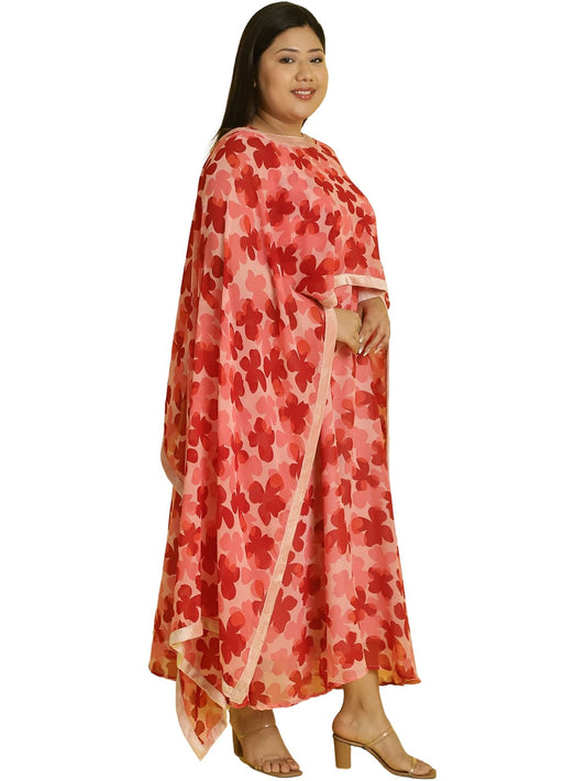 Women Georgette A-Line Midi Dress With Poncho Shrug