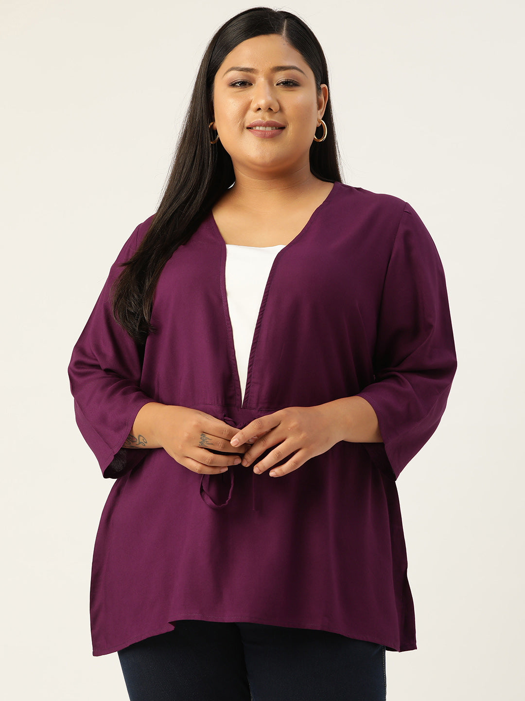Plus Size Tie-Up Detail Top