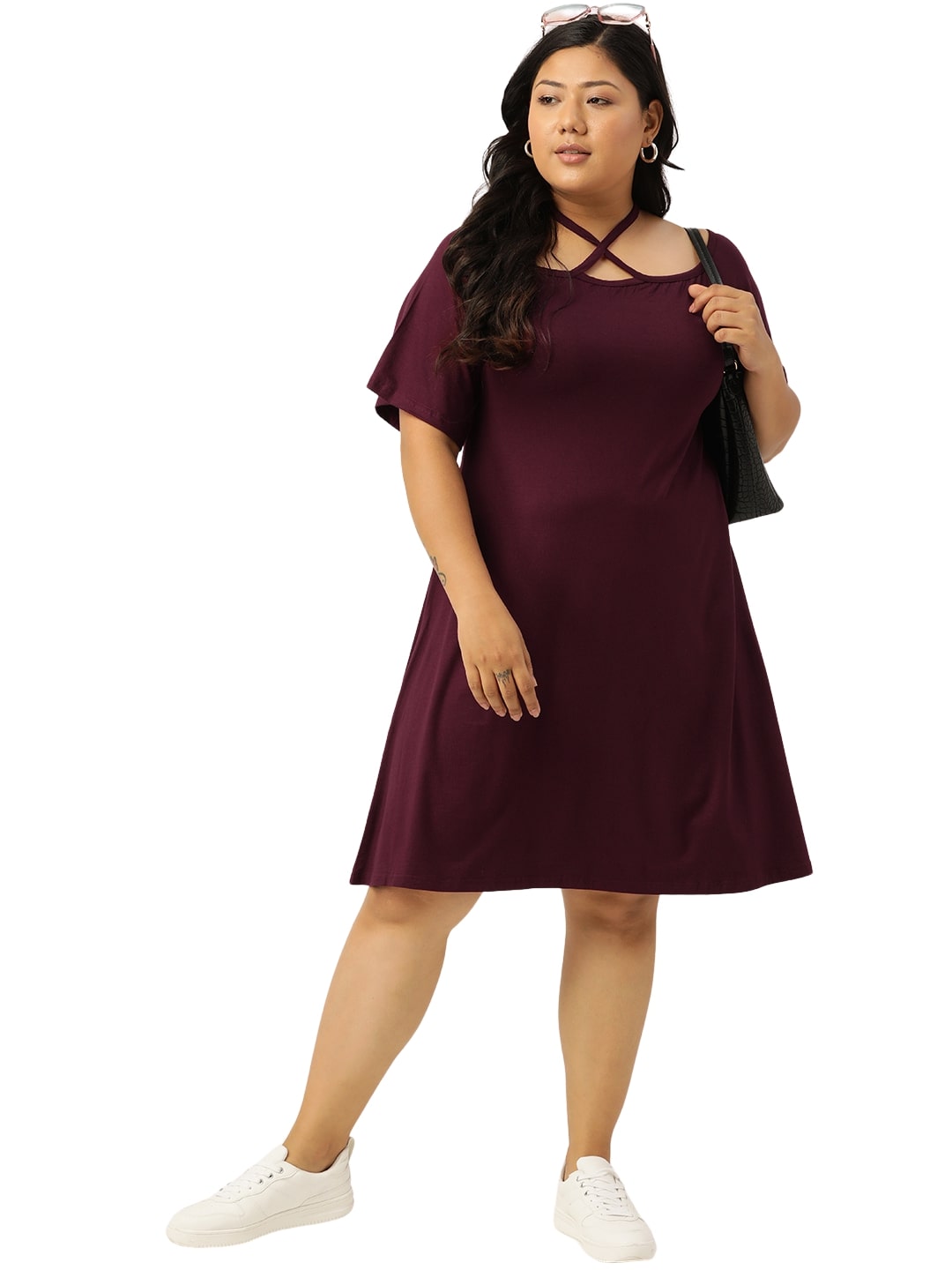 Plus Size A-Line Above Knee Dress