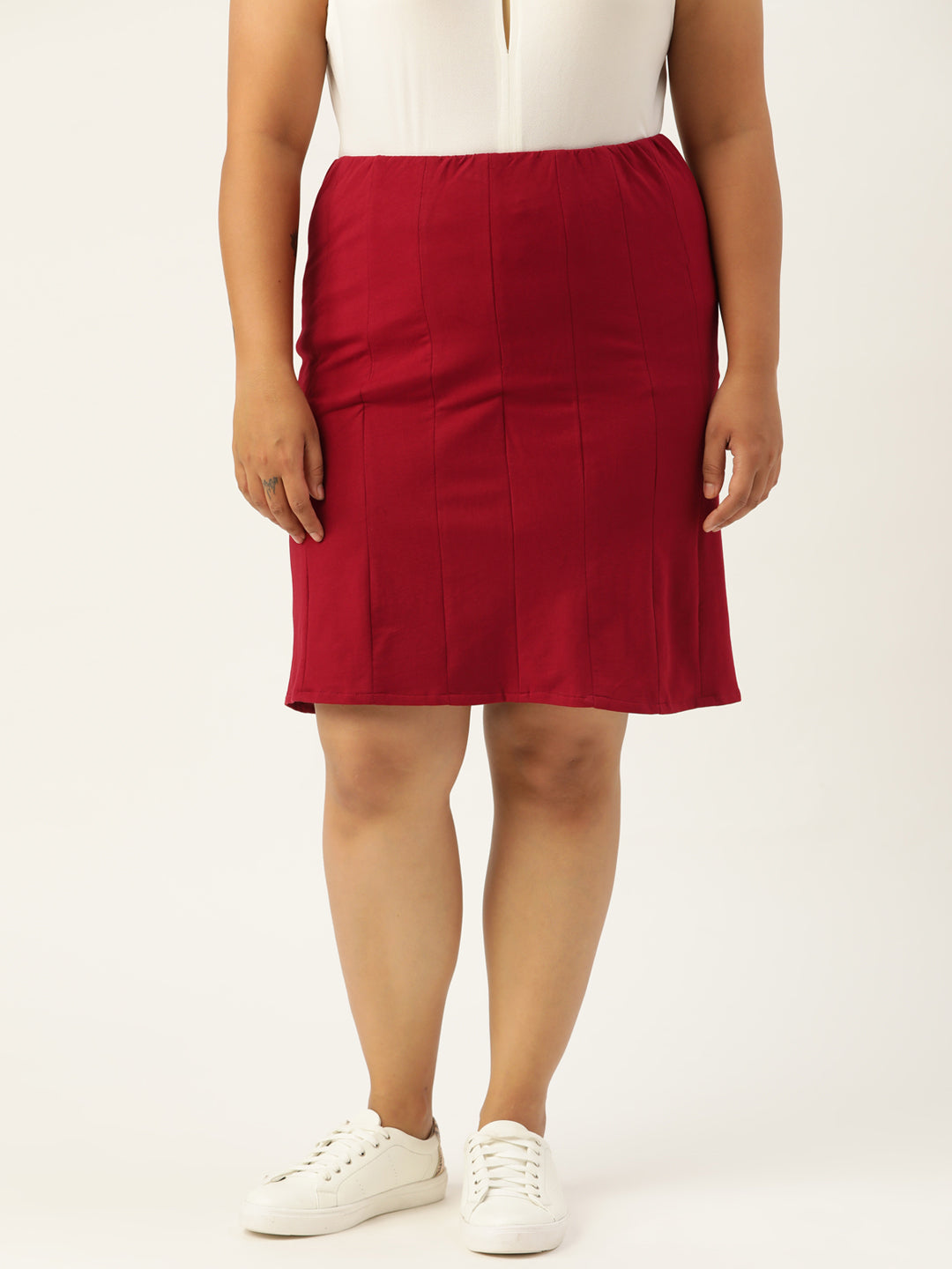 Plus Size Skirt short skirt made in panelled Cotton Knit Fabric