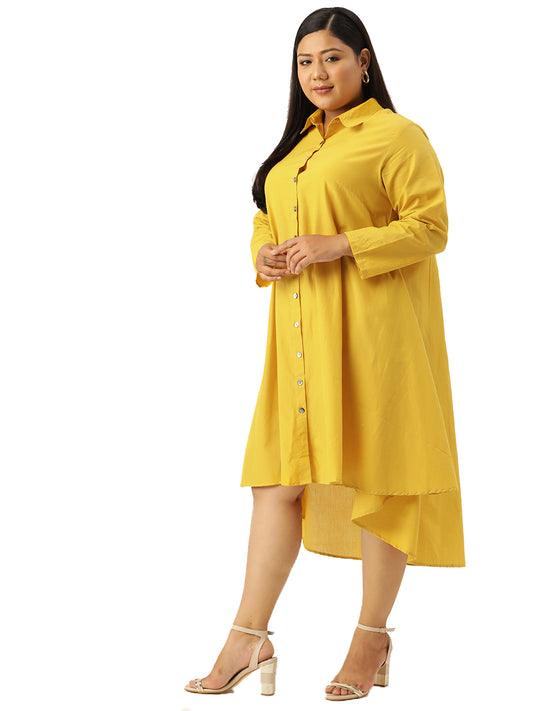 Plus Size Shirt Collar Dress