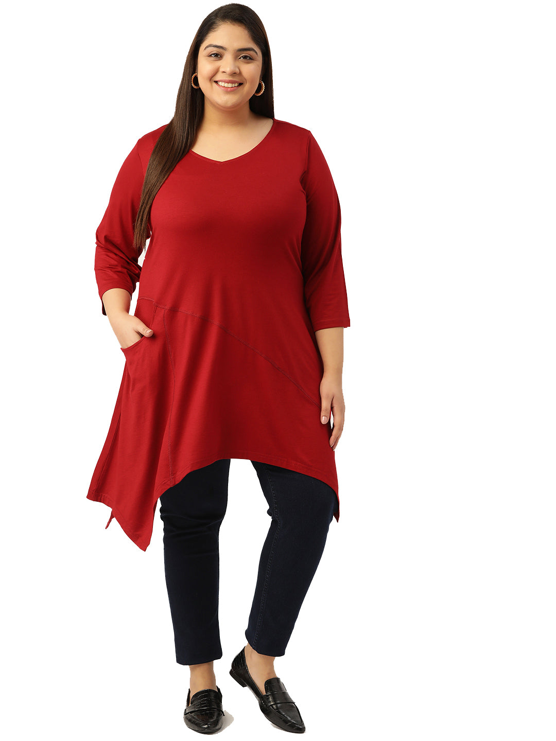 Plus Size Asymmetrical Longline Top