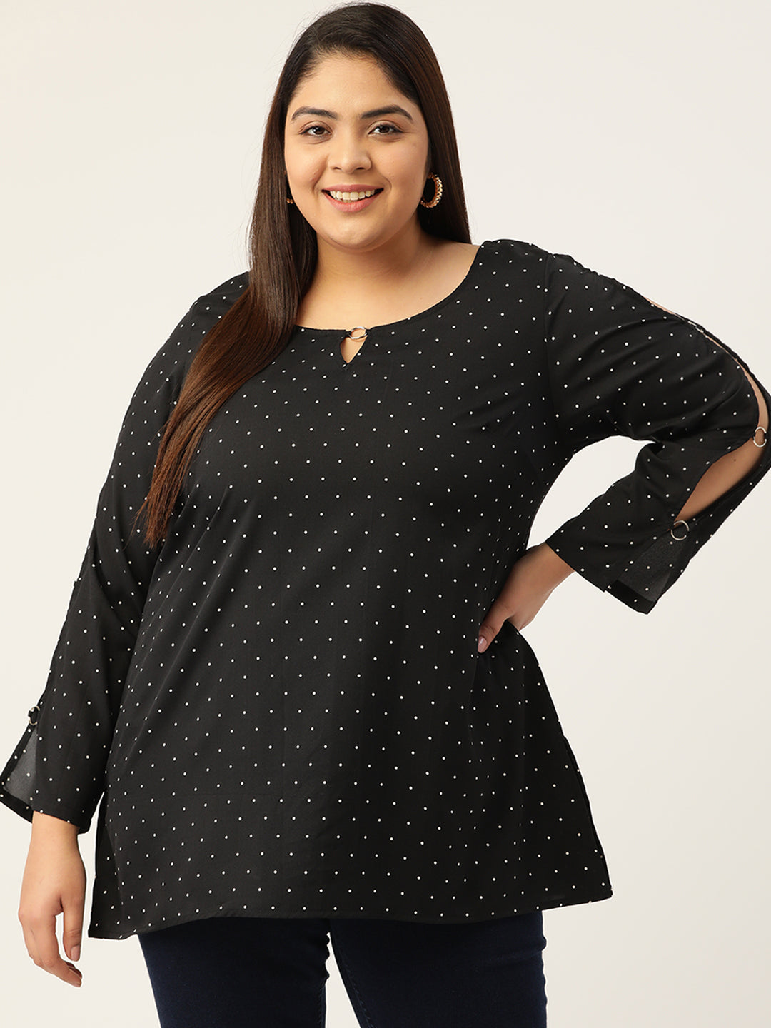 Plus Size Keyhole Neck Top