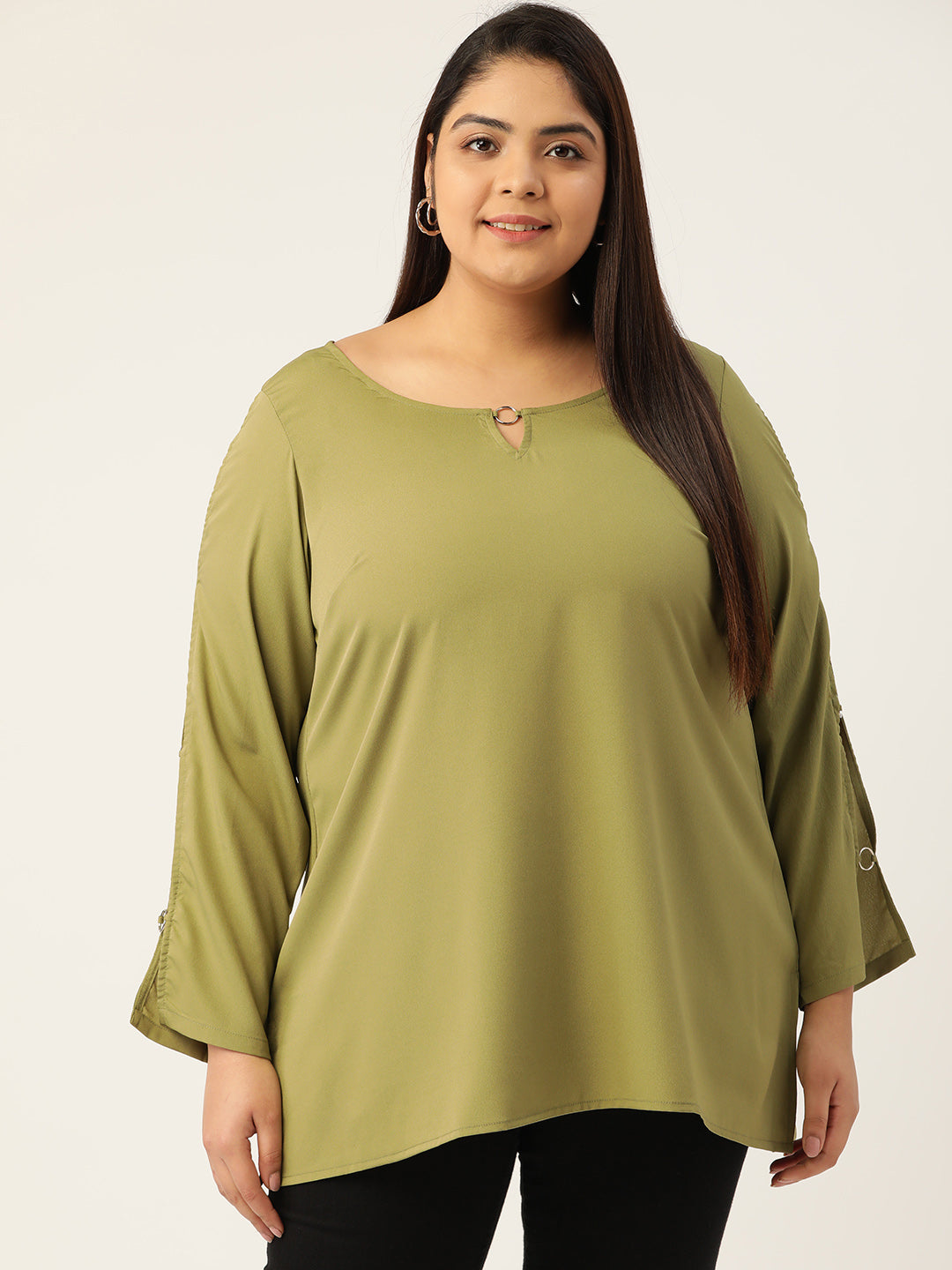 Plus Size Keyhole Neck Top