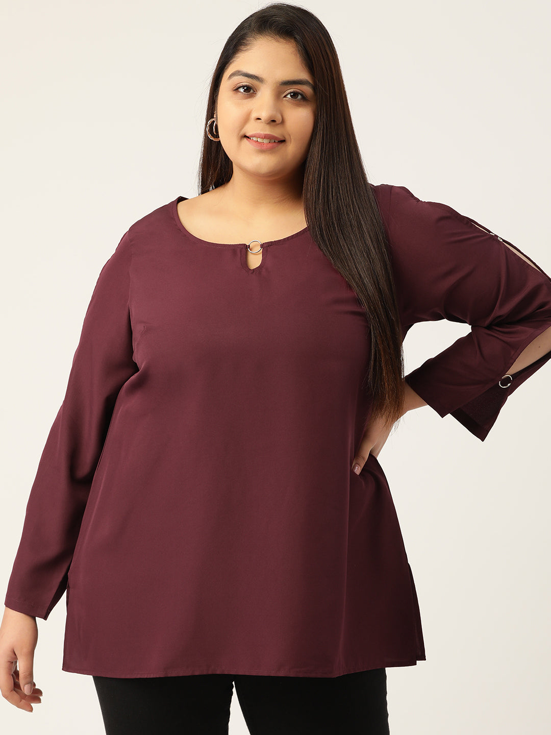 Plus Size Keyhole Neck Top