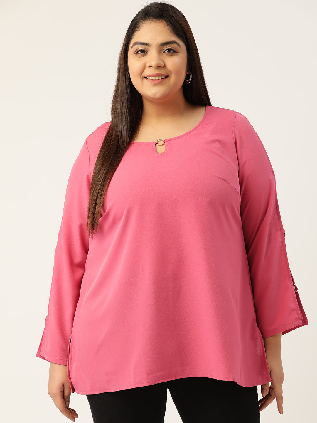 Plus Size Keyhole Neck Top