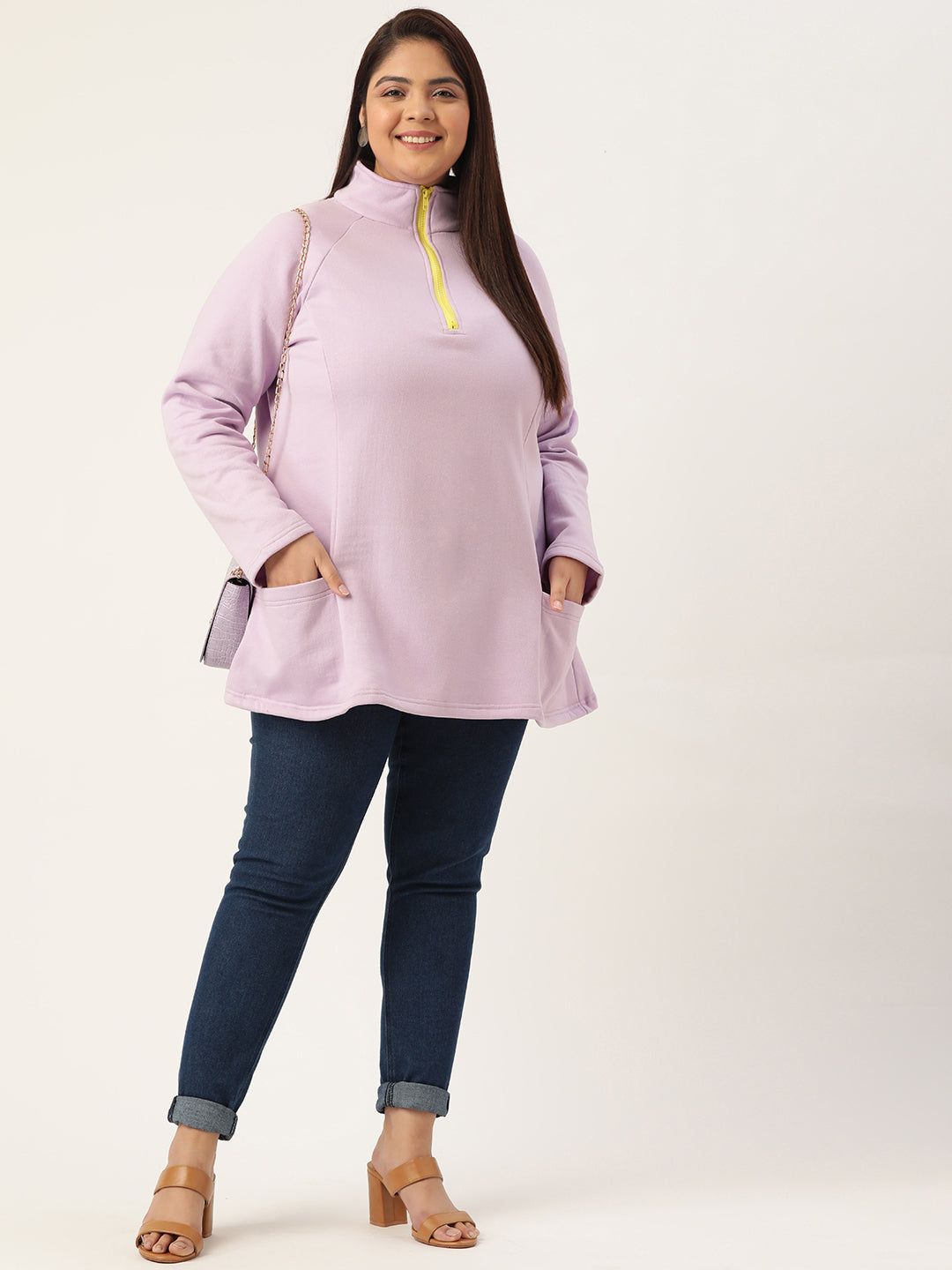 Mandarin Collar Pullover Sweatshirt