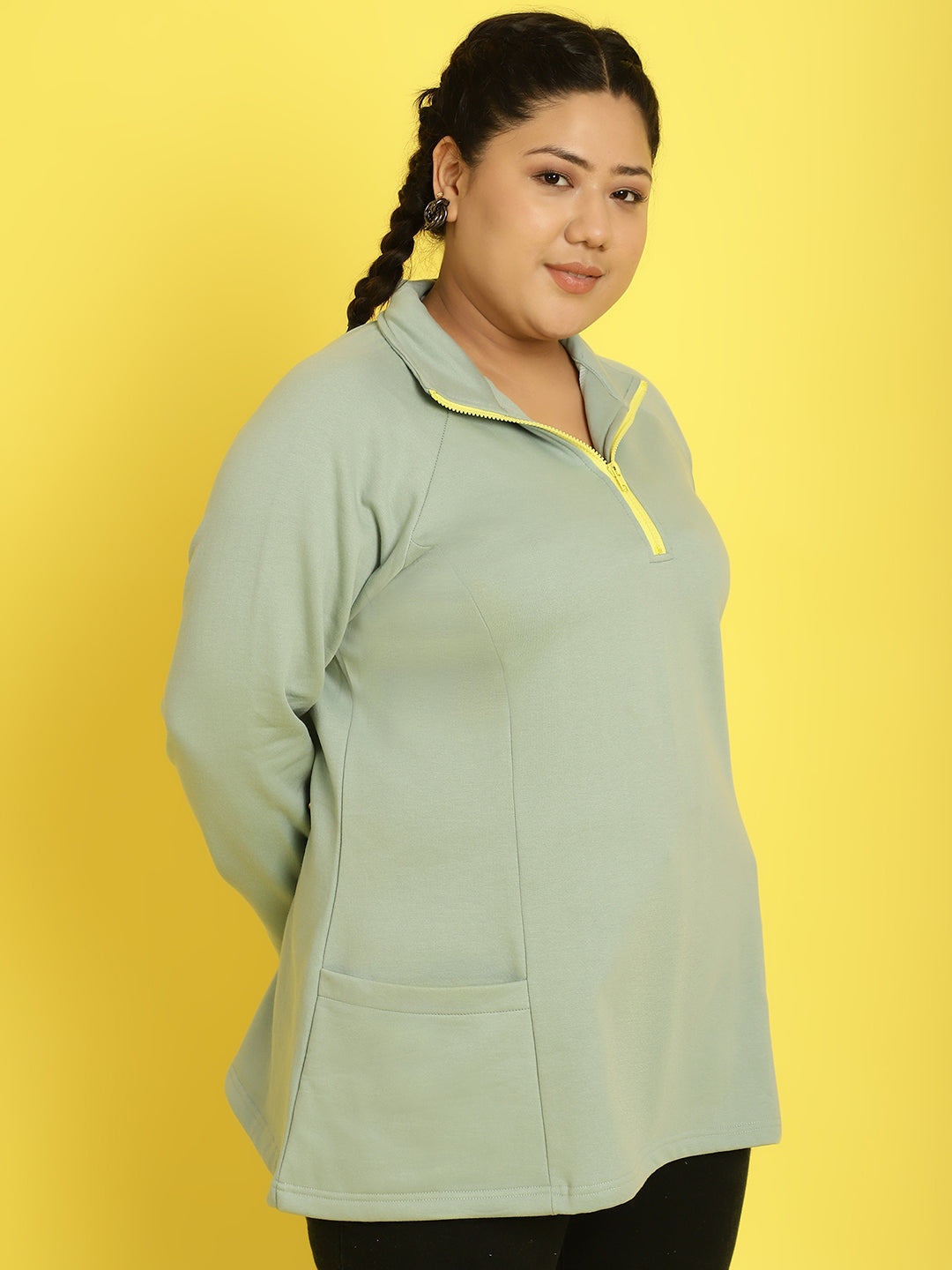 Mandarin Collar Pullover Sweatshirt