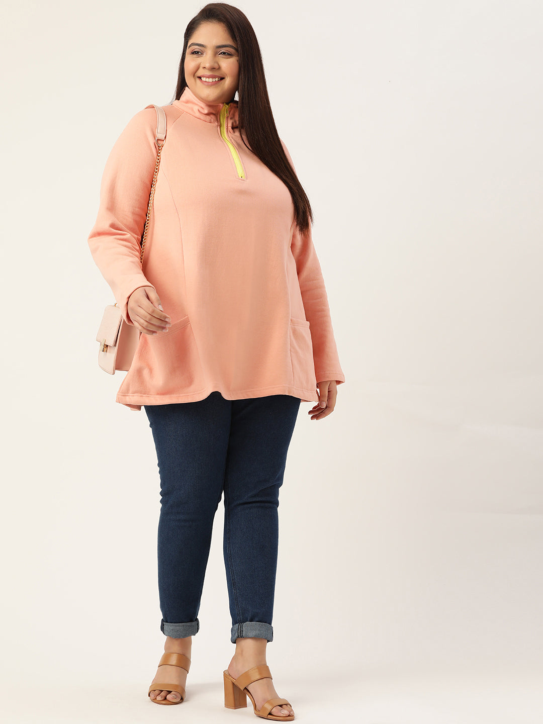 Mandarin Collar Pullover Sweatshirt