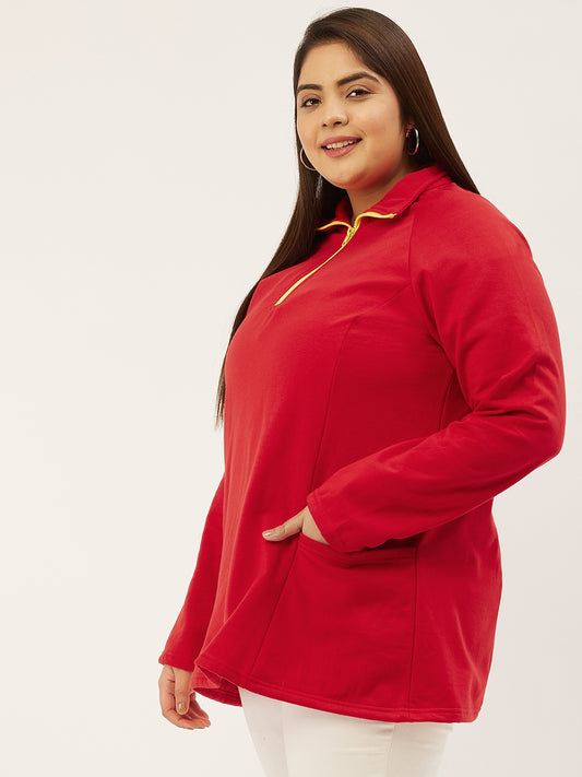 Mandarin Collar Pullover Sweatshirt