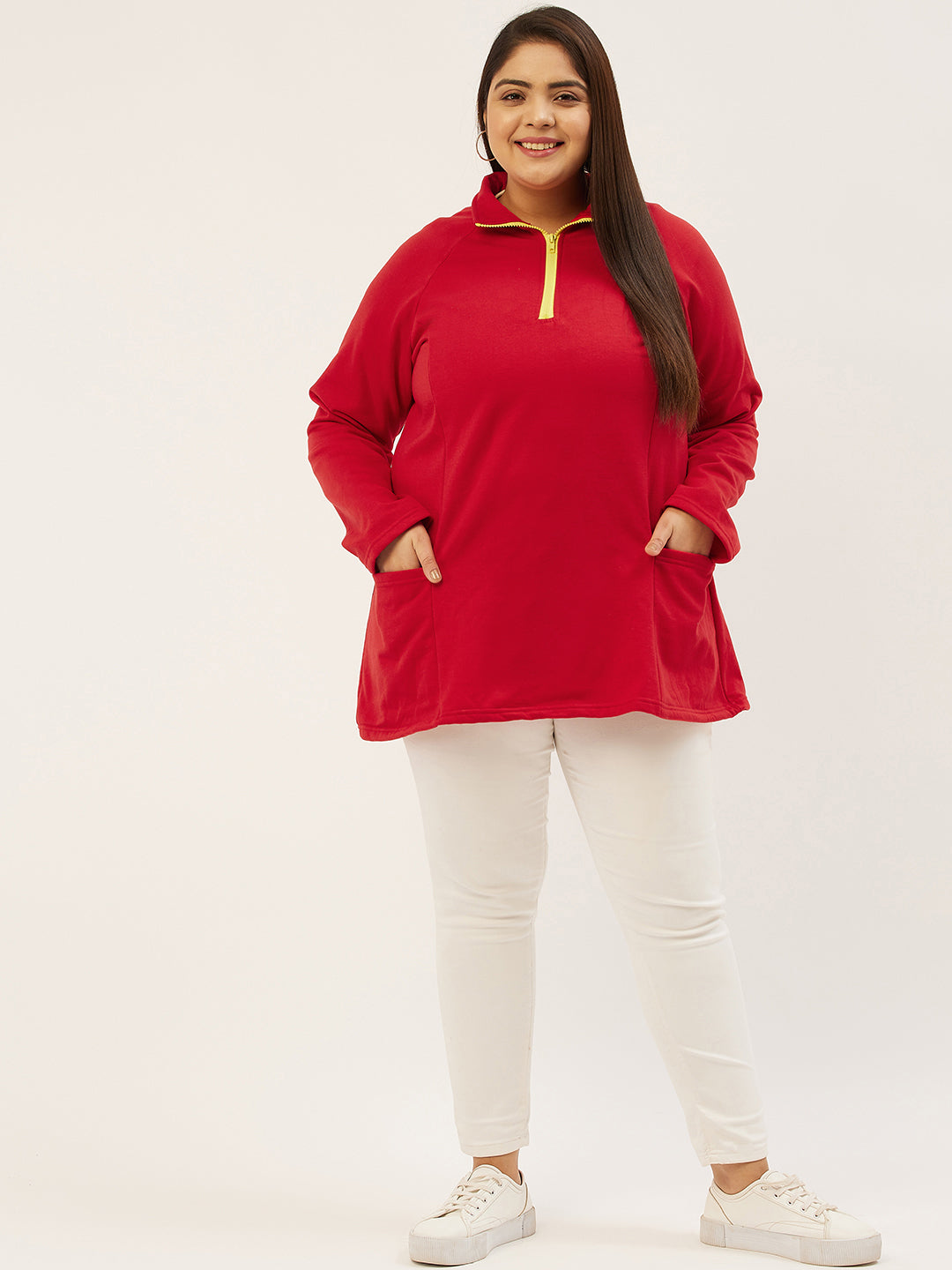 Mandarin Collar Pullover Sweatshirt