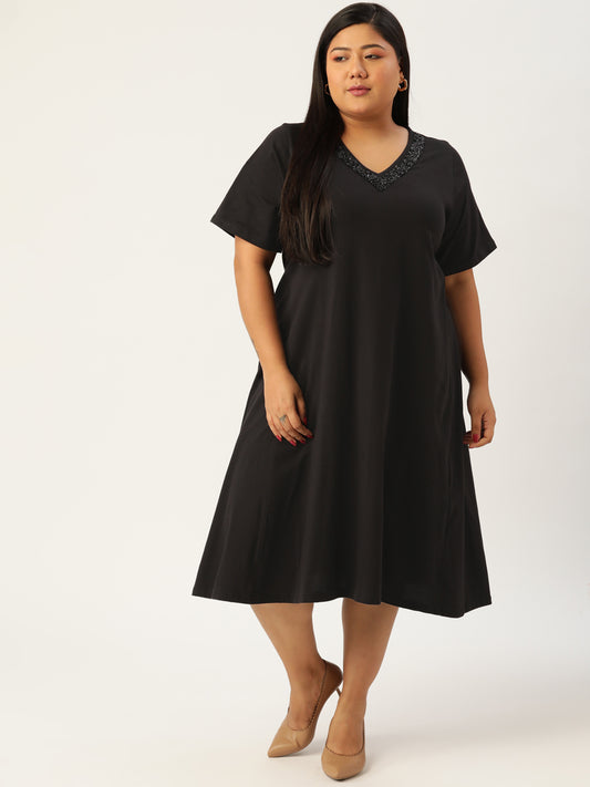 Plus Size Cotton Knitted Dress