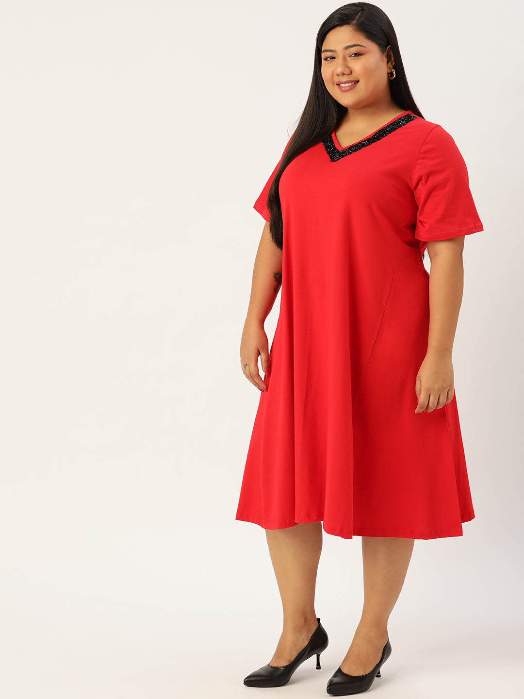 Plus Size Cotton Knitted Dress