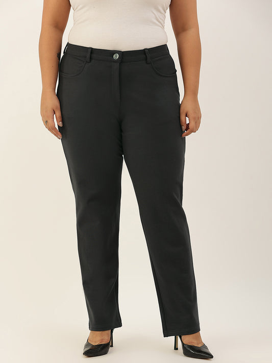 Relaxed Straight Fit High-Rise Easy Wash Formal Trousers