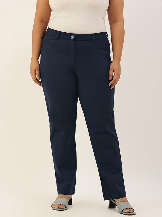 Relaxed Straight Fit High-Rise Easy Wash Formal Trousers