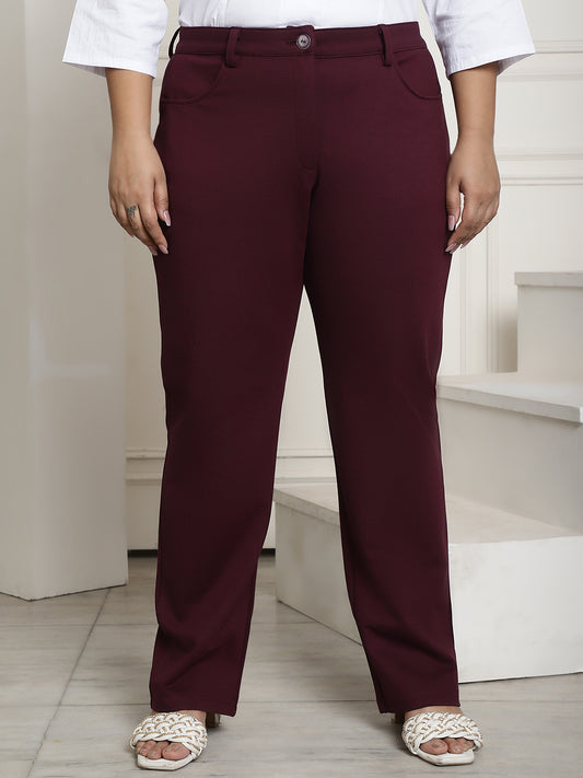 Relaxed Straight Fit High-Rise Easy Wash Formal Trousers
