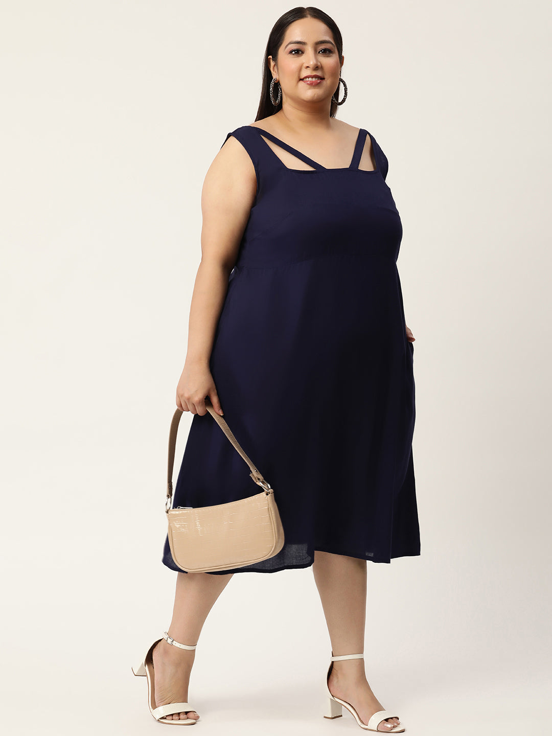 Plus Size A-Line Party Wear Midi Dress