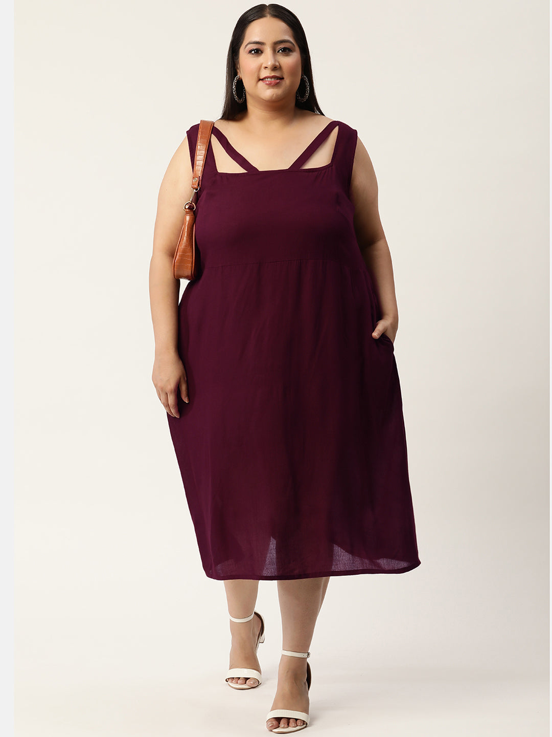Plus Size A-Line Party Wear Midi Dress