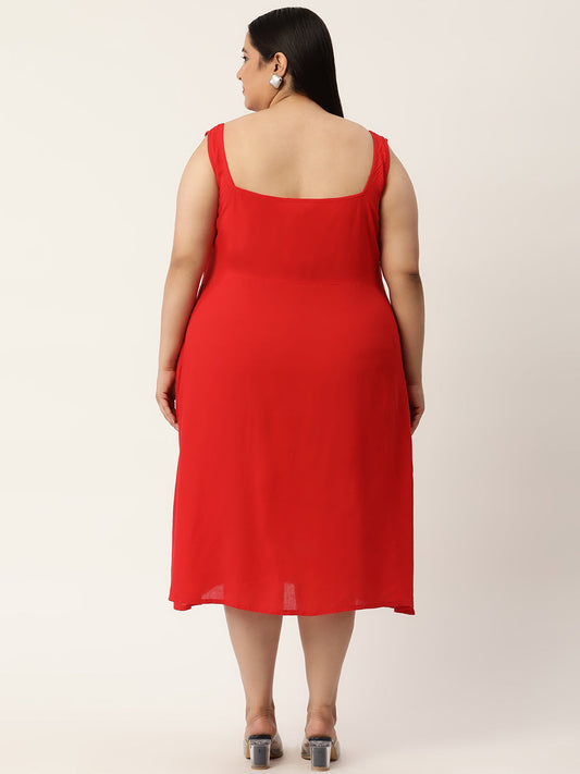 Plus Size A-Line Party Wear Midi Dress