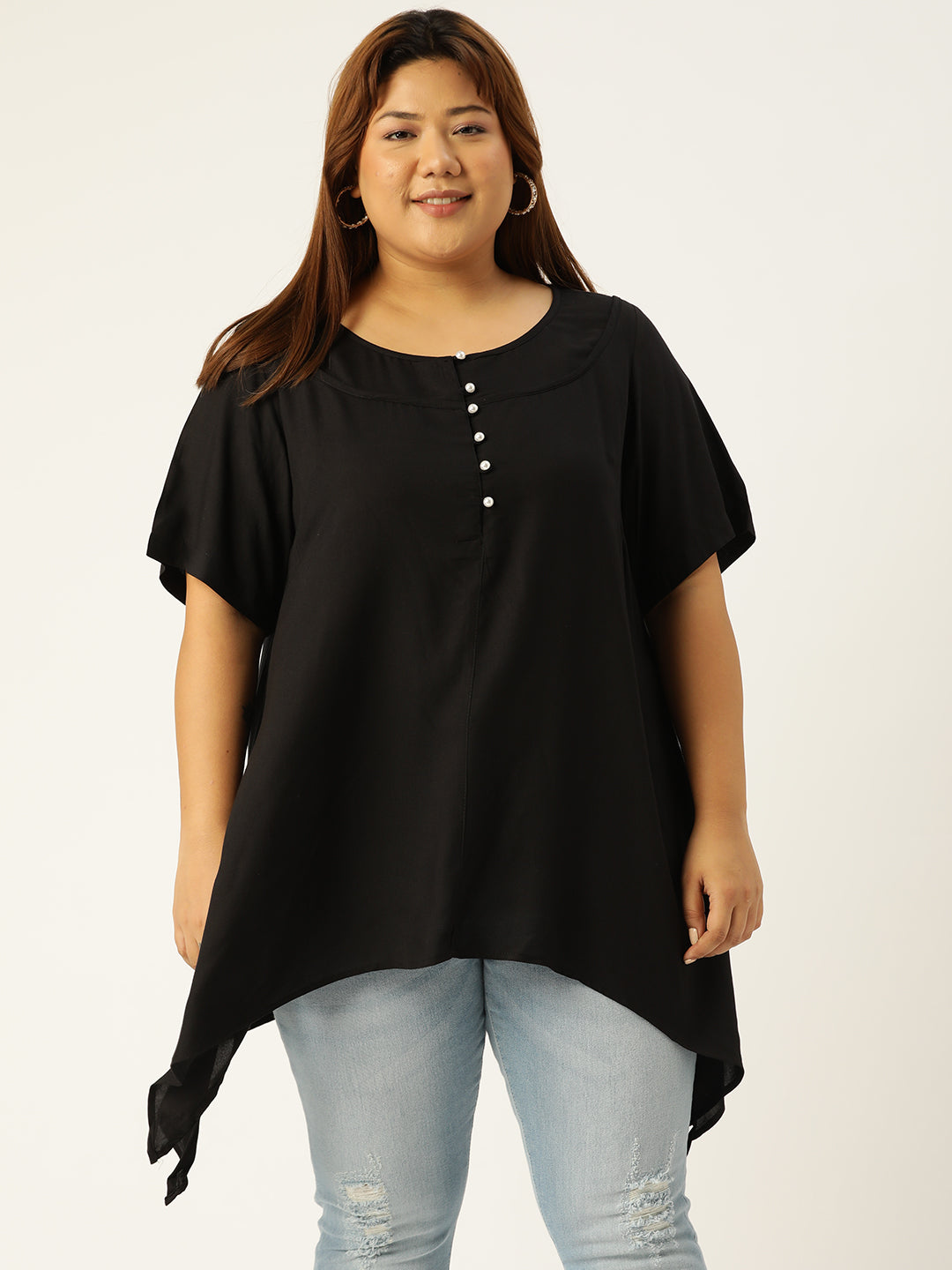 Plus Size Asymmetrical Longline Top