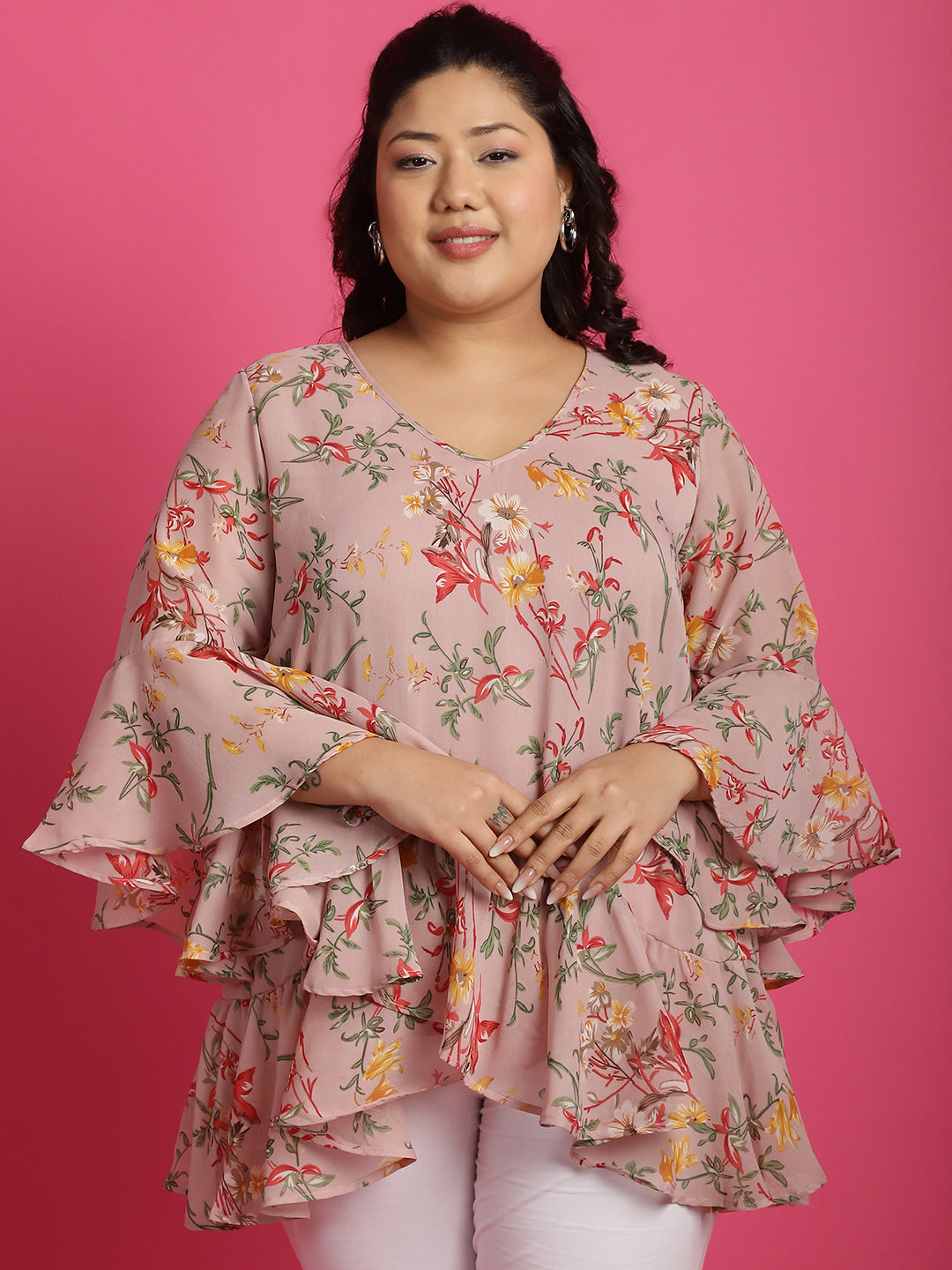 Plus Size Layered Georgette Wrap Top