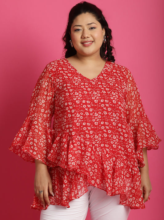 Plus Size Layered Georgette Wrap Top