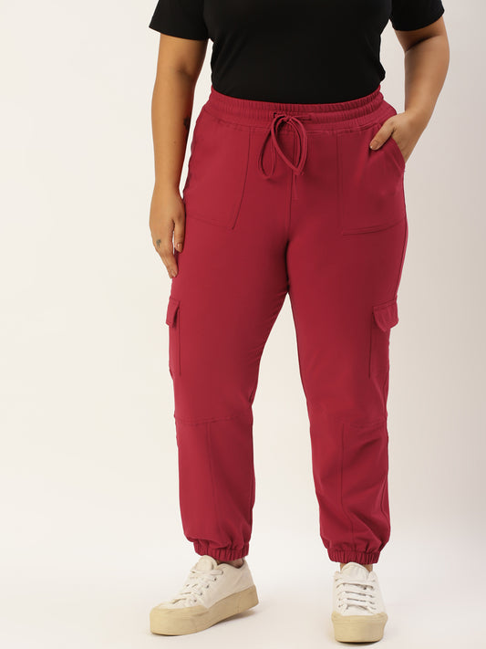 Women Plus Size High-Rise Cargo Joggers