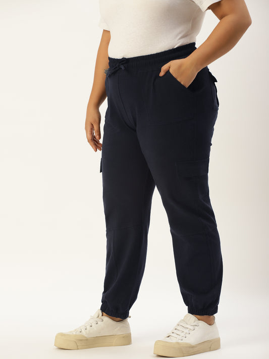 Women Plus Size High-Rise Cargo Joggers