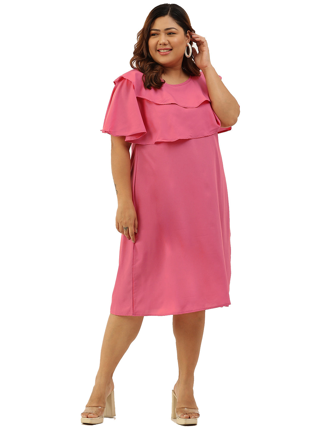 theRebelinme Plus Size Women's Printed Layered Midi Dress
