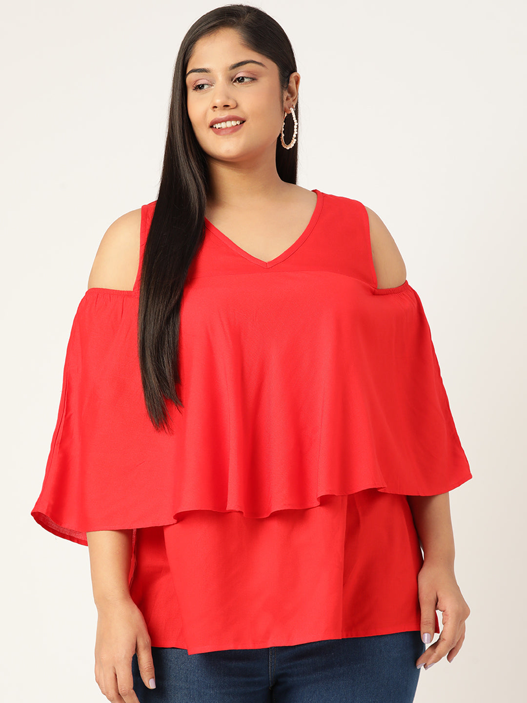 Plus Size Woven Layered Top