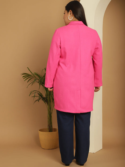 Women Notched Lapel Plus Size Single-Breasted Overcoat