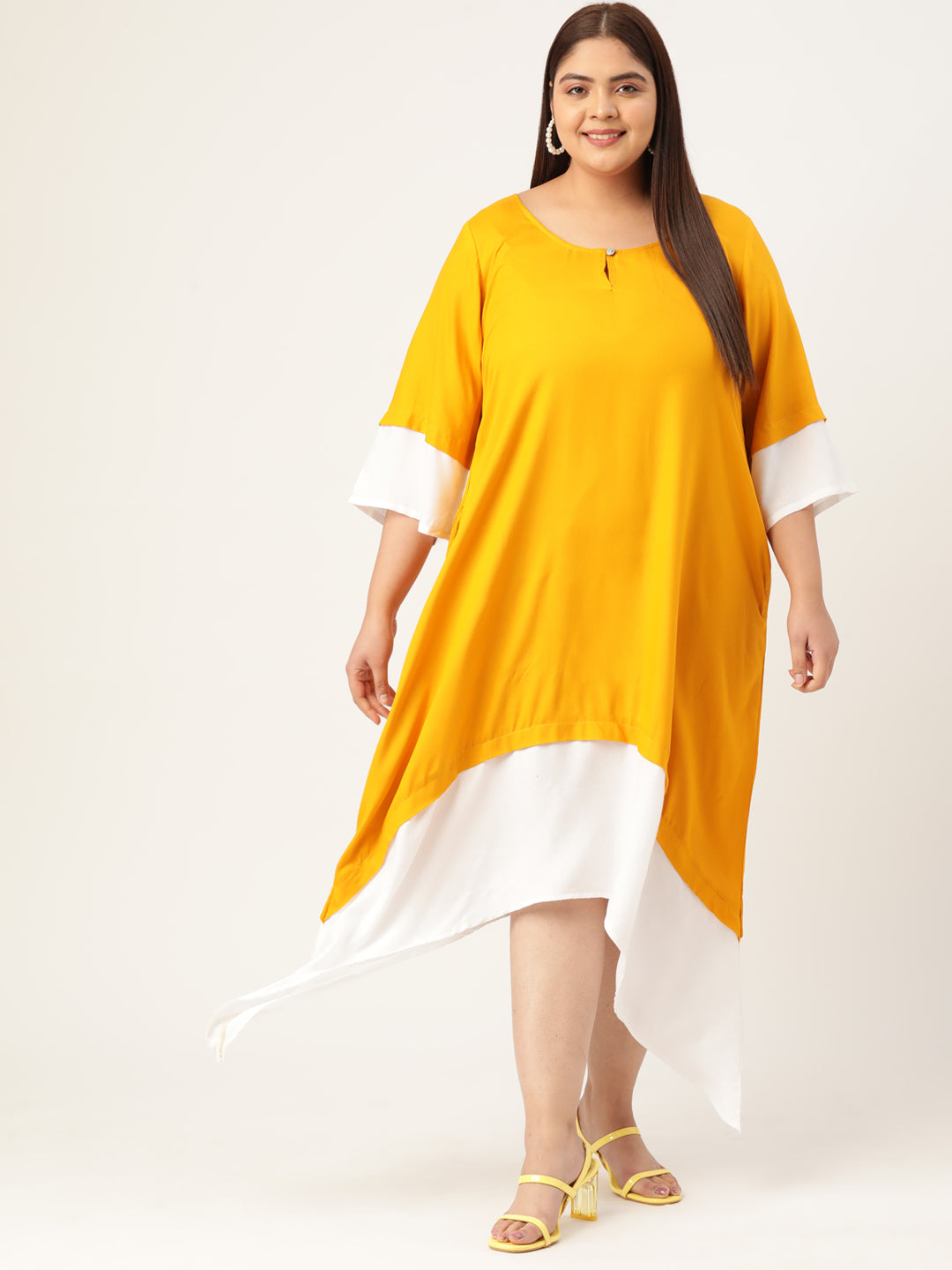 Plus Size A-Line Color Block Dress