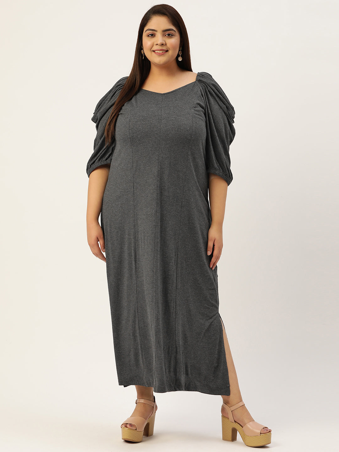 Plus Size A-Line Party Wear Maxi Dress