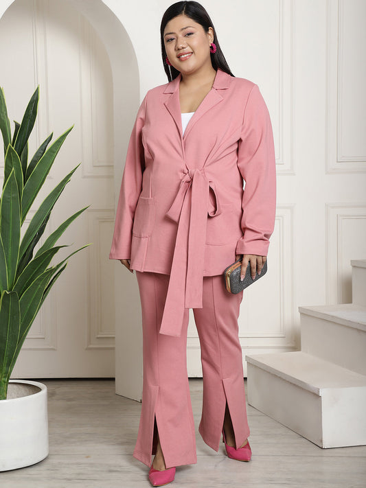 Plus Size Women's Solid Color Cotton Knitted Unlined Blazer