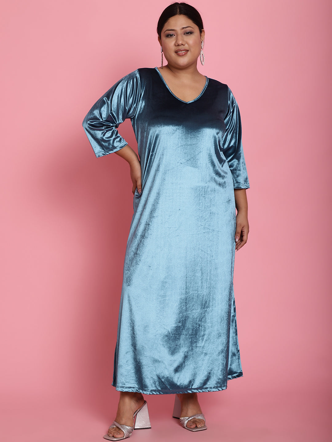 Plus Size Velvet Party Wear Dress