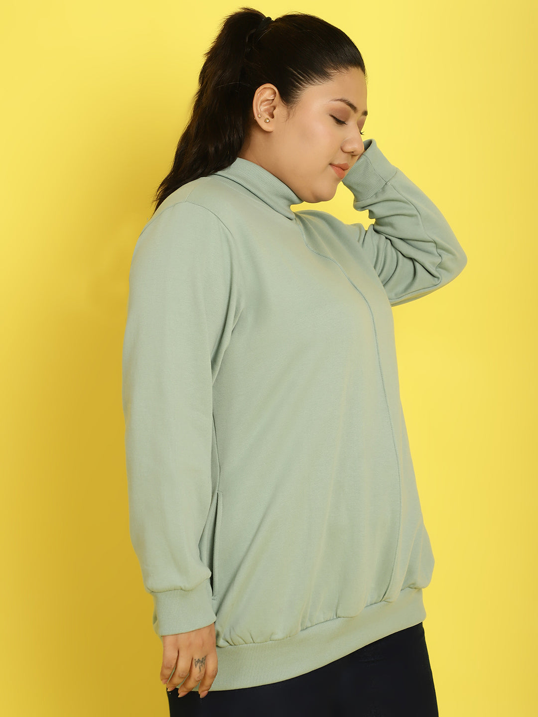 High Neck Fleece Sweatshirt