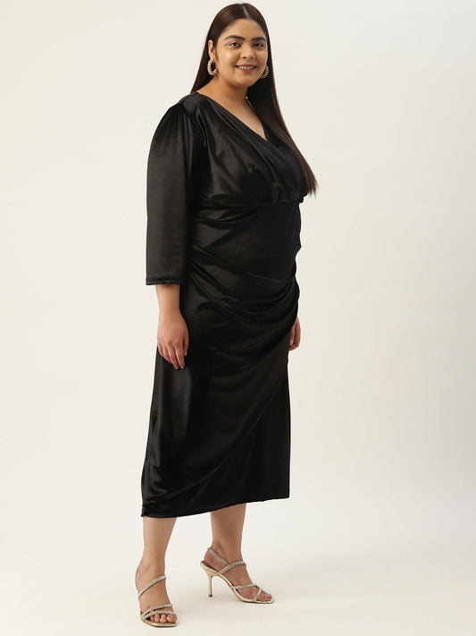Plus Size Velvet Party Wear Dress