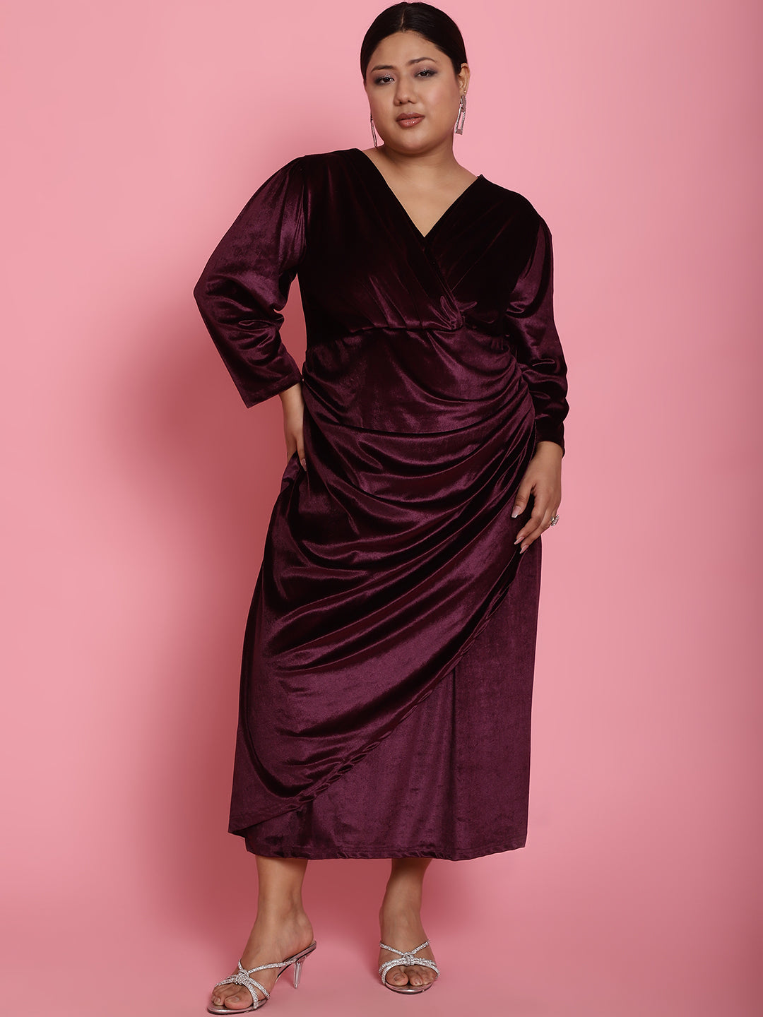 Plus Size Velvet Party Wear Dress