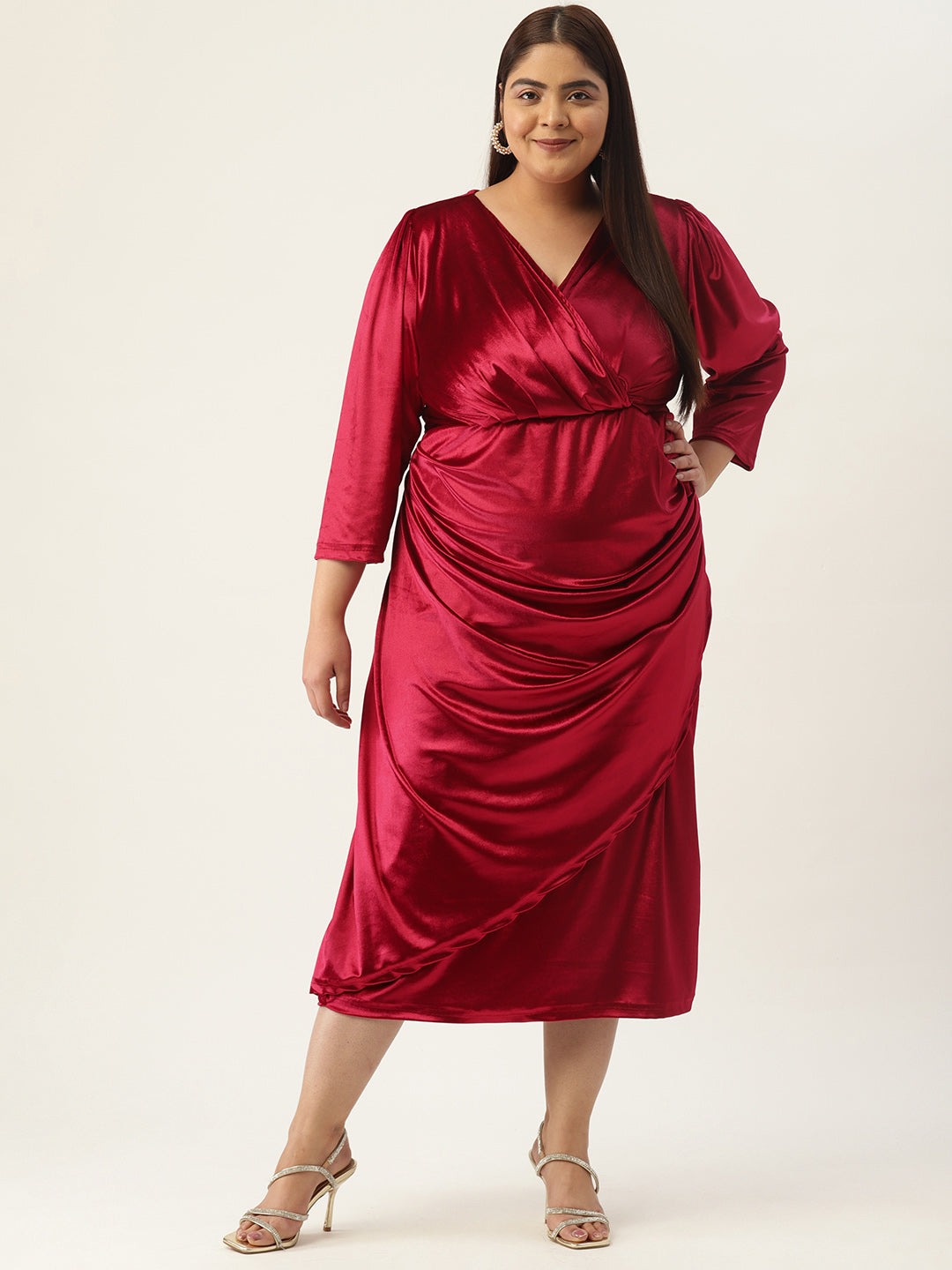 Plus Size Velvet Party Wear Dress